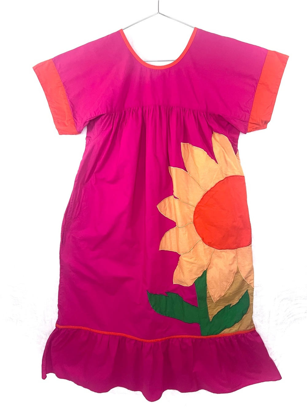 🌻 Vintage | Circa 1978–1983 | Sea Wind | Appliqué Sunflower | Cotton Dress | M